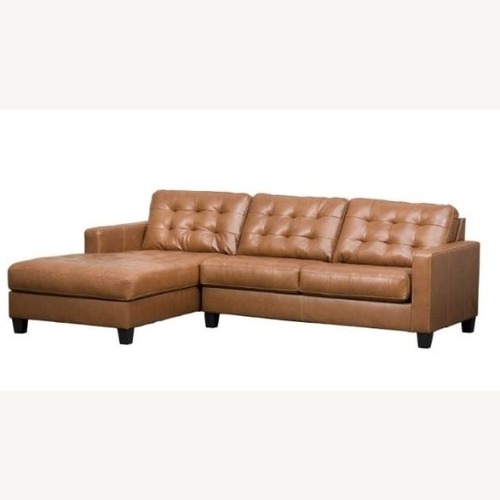 Used 2PC  Brown Leather Sectional W RAF Chaise for sale on AptDeco