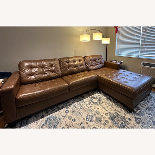 Used 2PC  Brown Leather Sectional W RAF Chaise for sale on AptDeco