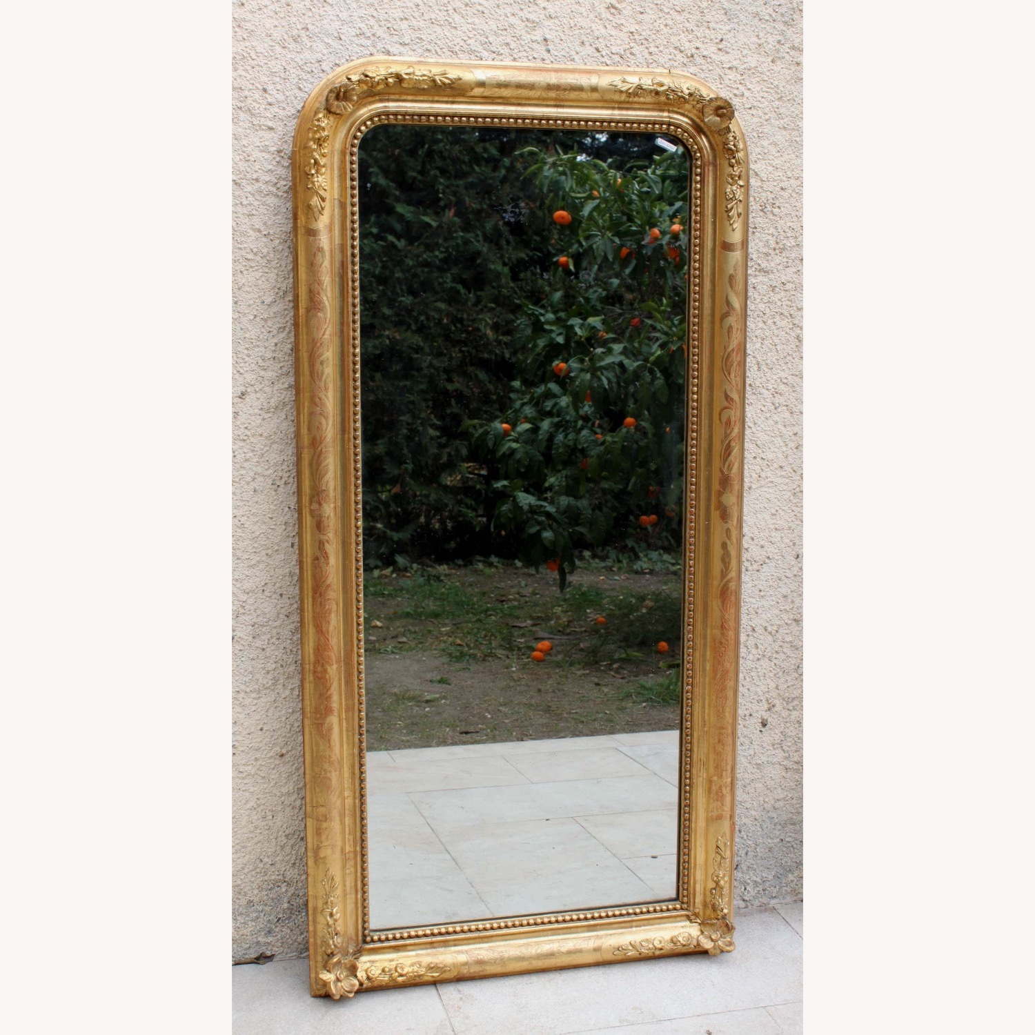Antique Louis Philippe Gold Gesso Floor Mirror - image-3