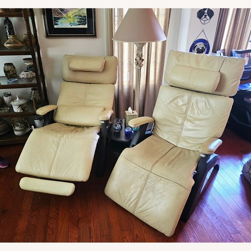 Used White Leather Recliners W Accessories for sale on AptDeco