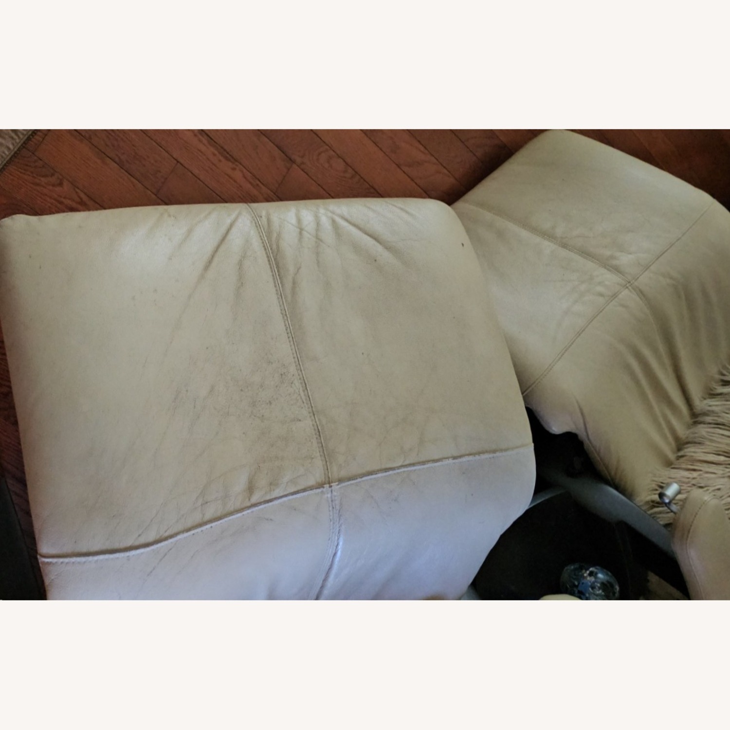 White Leather Recliners W Accessories - image-4