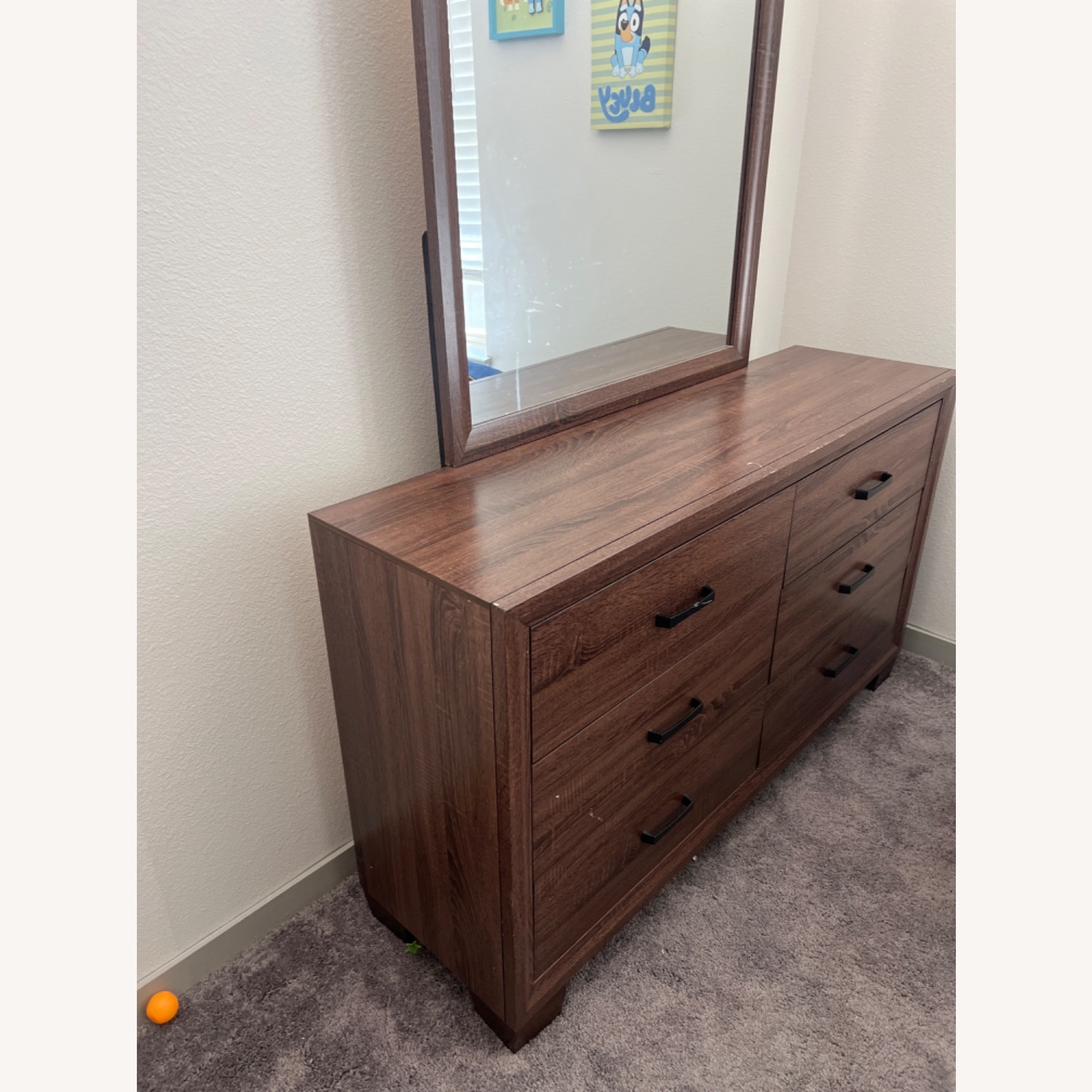 Dark Brown Wood Dresser - image-2