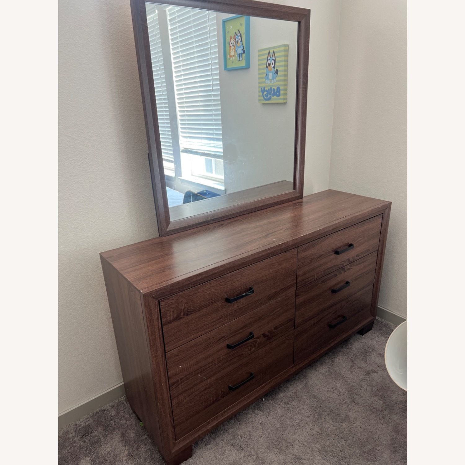 Dark Brown Wood Dresser - image-1