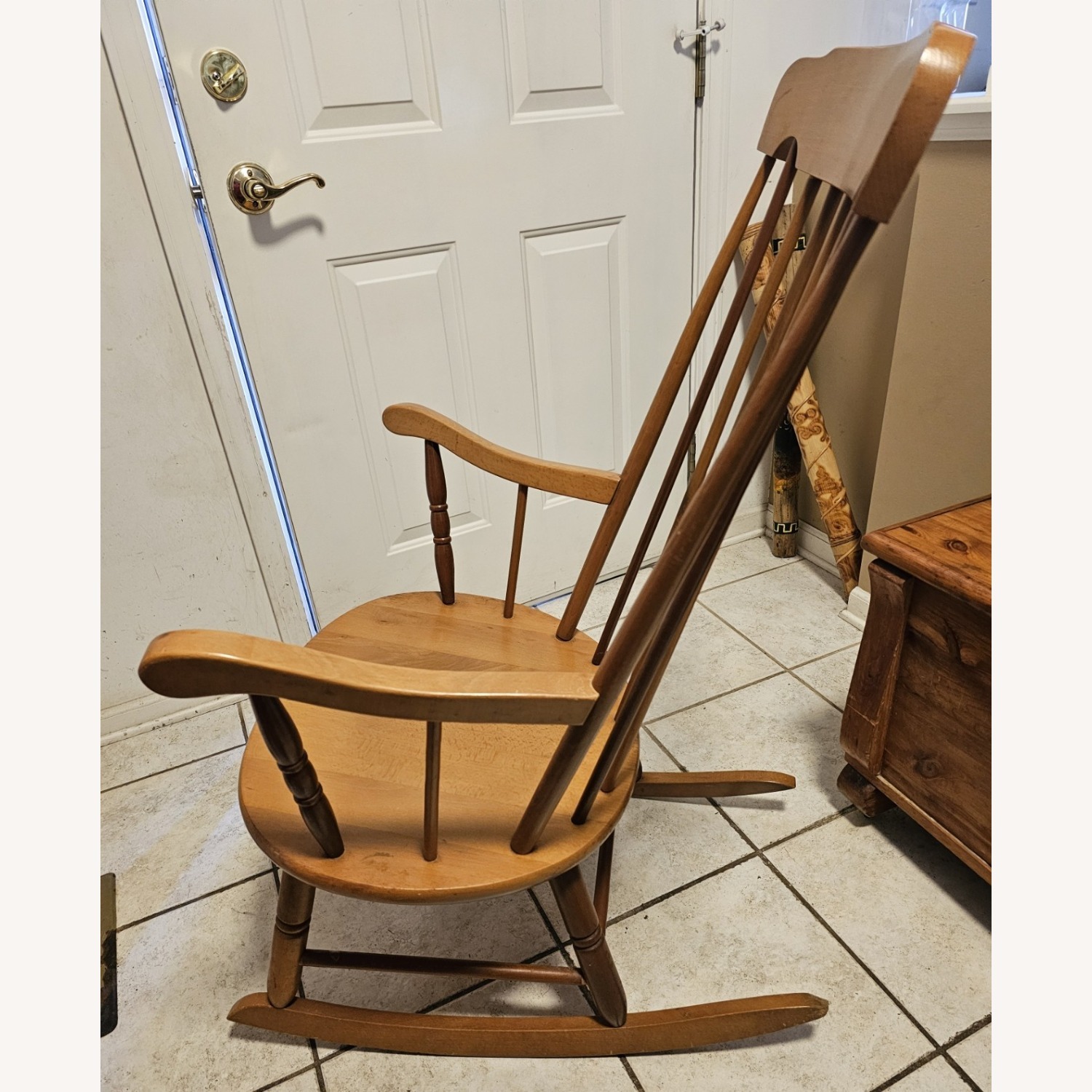 Vintage/Antique Natural Wood Rocker Armchair - image-3