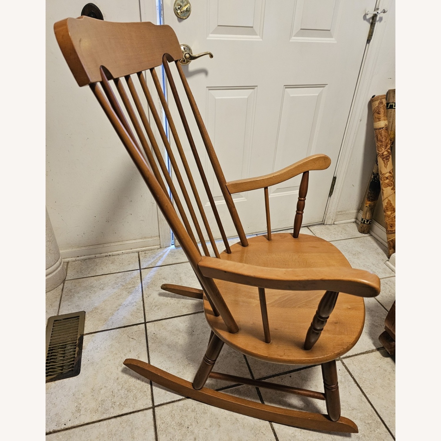 Vintage/Antique Natural Wood Rocker Armchair - image-4