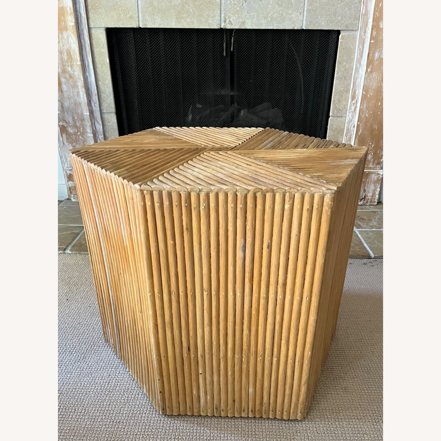 Vintage Bamboo Split Reed Coffee Table Boho Chic - image-10