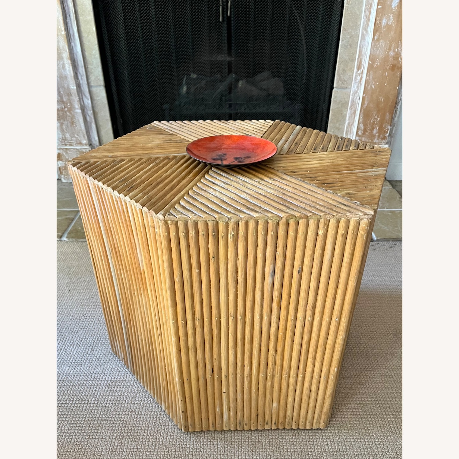 Vintage Bamboo Split Reed Coffee Table Boho Chic - image-2