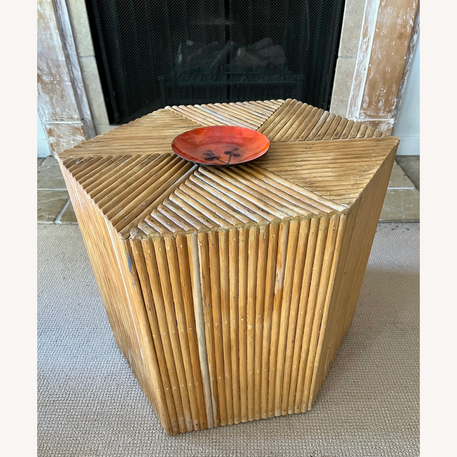 Vintage Bamboo Split Reed Coffee Table Boho Chic - image-5