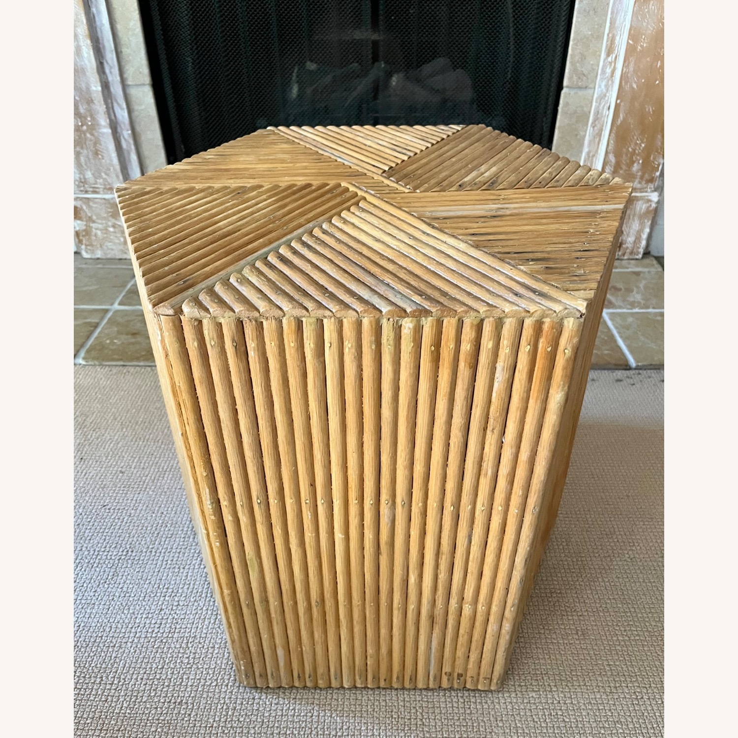 Vintage Bamboo Split Reed Coffee Table Boho Chic - image-7