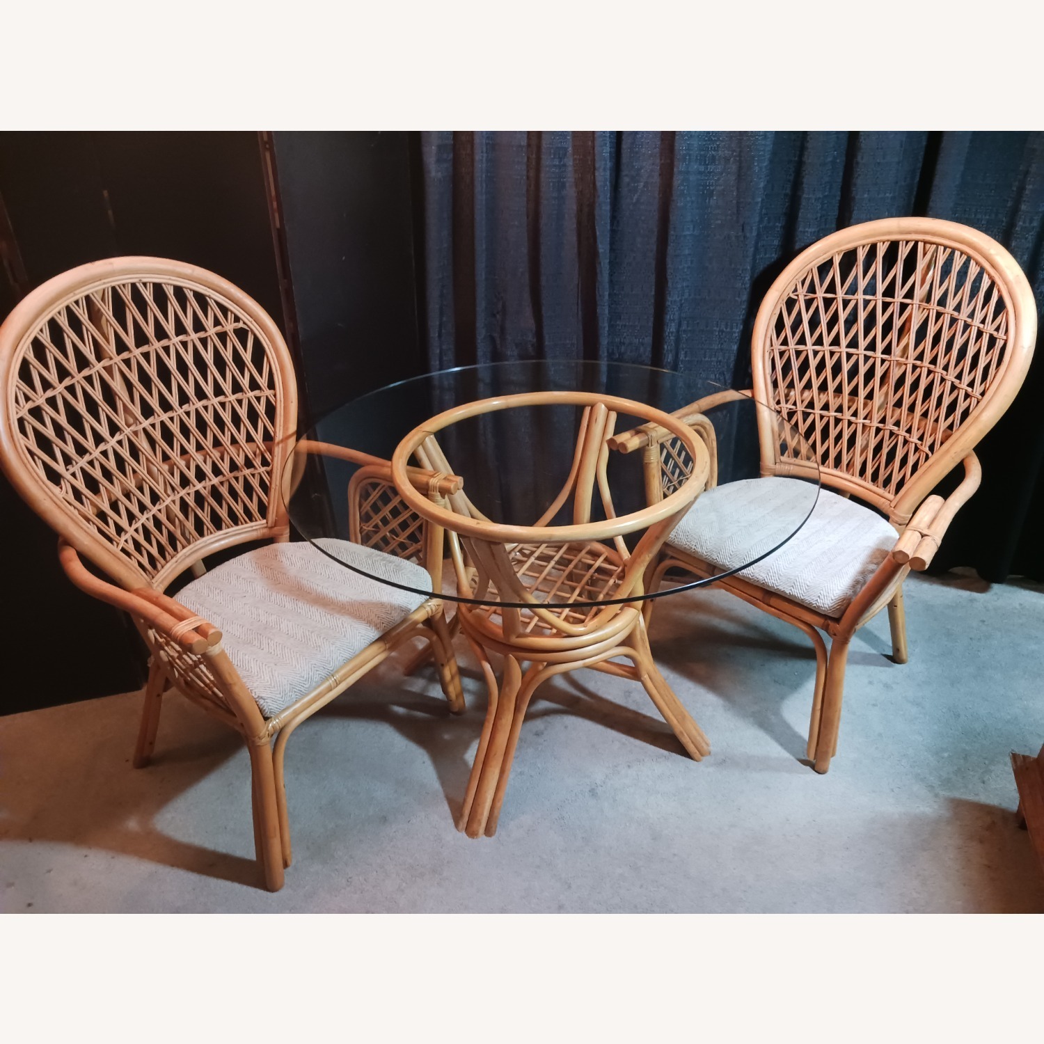 Mid Century Boho Chic Bamboo Dining & 2 Chairs - image-14