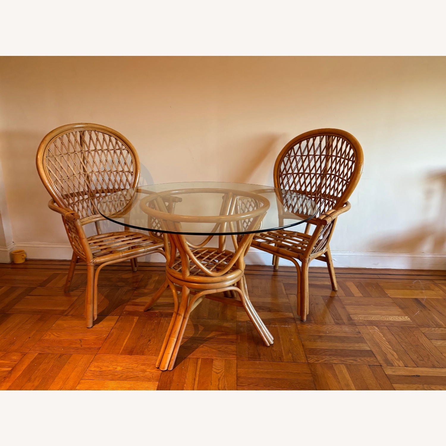 Mid Century Boho Chic Bamboo Dining & 2 Chairs - image-26