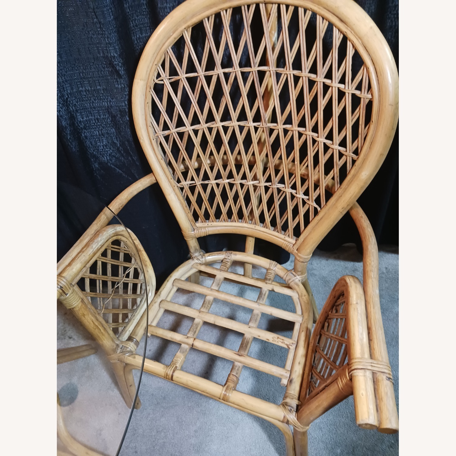 Mid Century Boho Chic Bamboo Dining & 2 Chairs - image-24