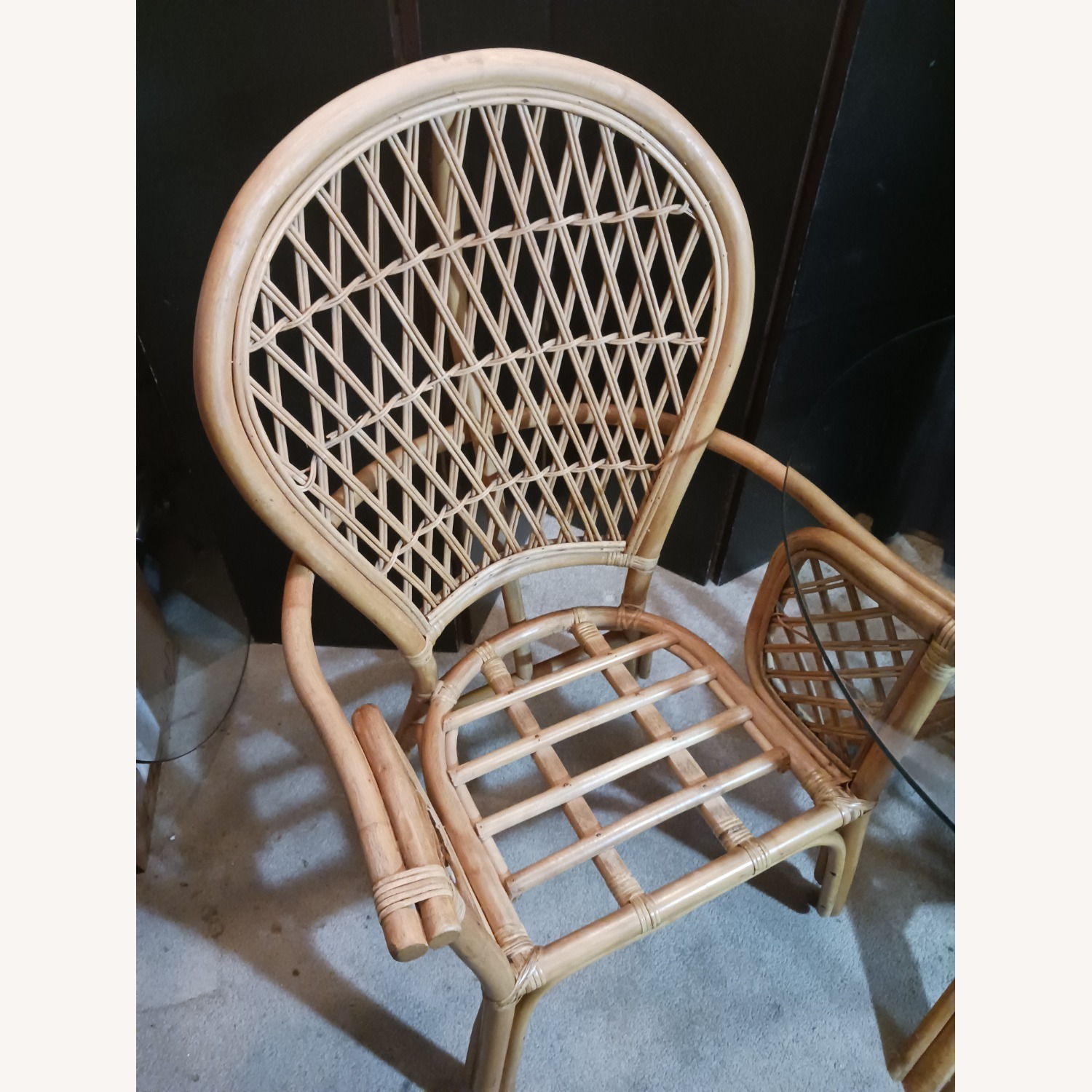 Mid Century Boho Chic Bamboo Dining & 2 Chairs - image-22