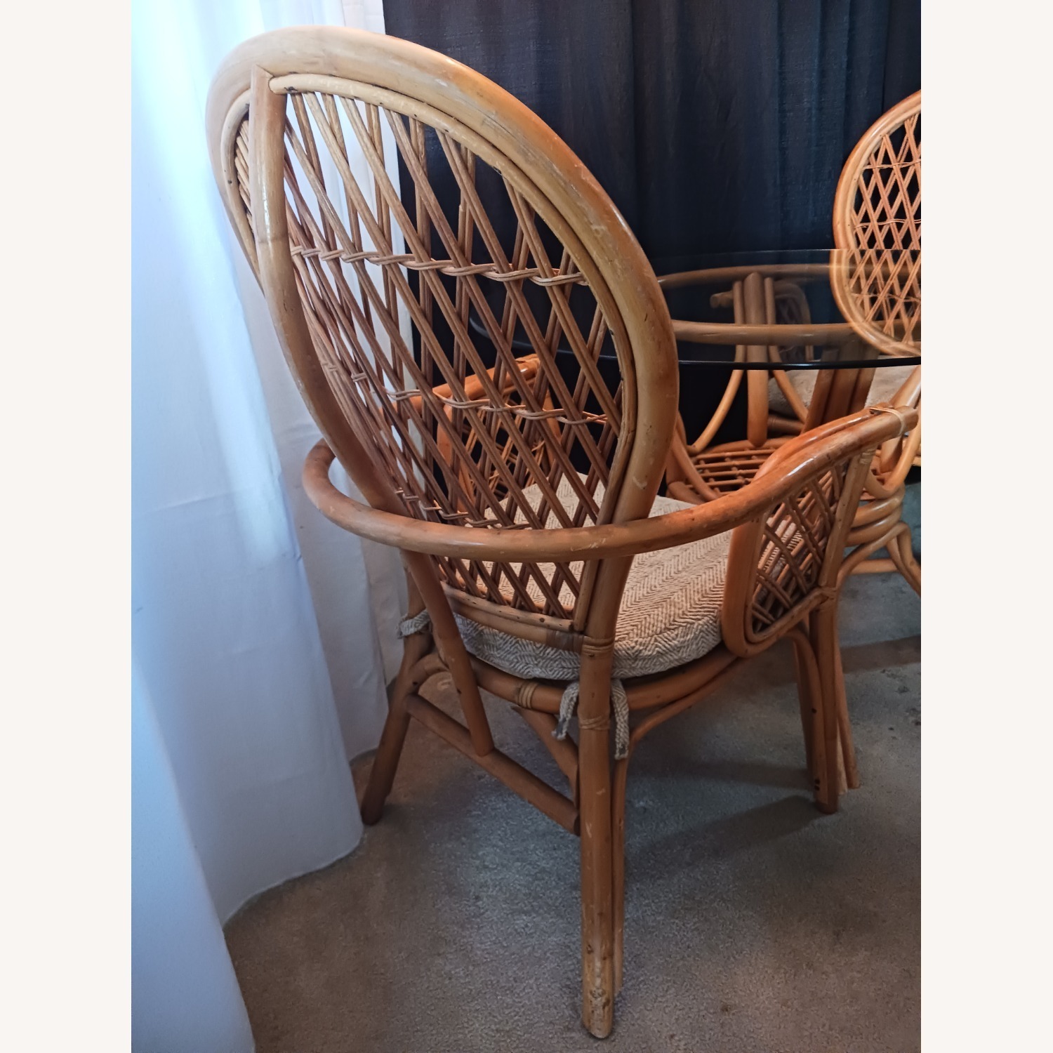 Mid Century Boho Chic Bamboo Dining & 2 Chairs - image-3
