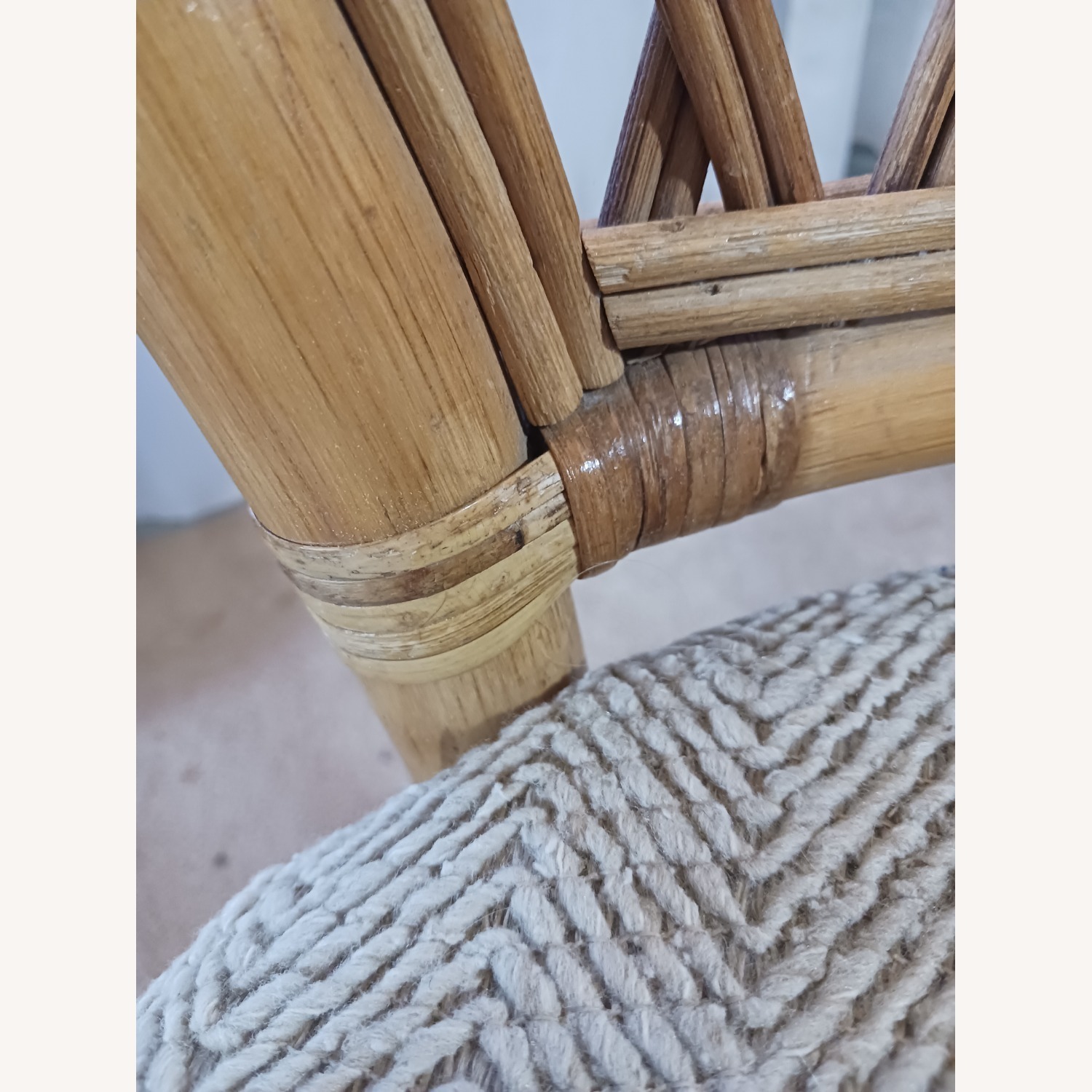 Mid Century Boho Chic Bamboo Dining & 2 Chairs - image-8