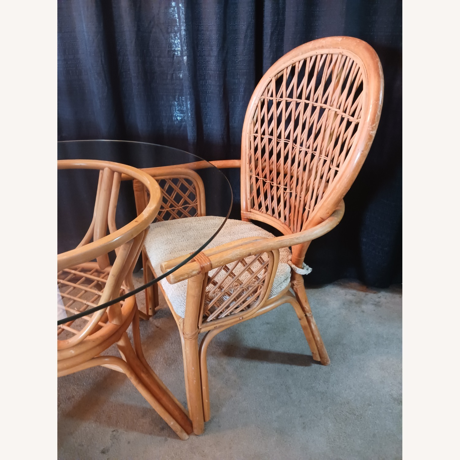 Mid Century Boho Chic Bamboo Dining & 2 Chairs - image-5