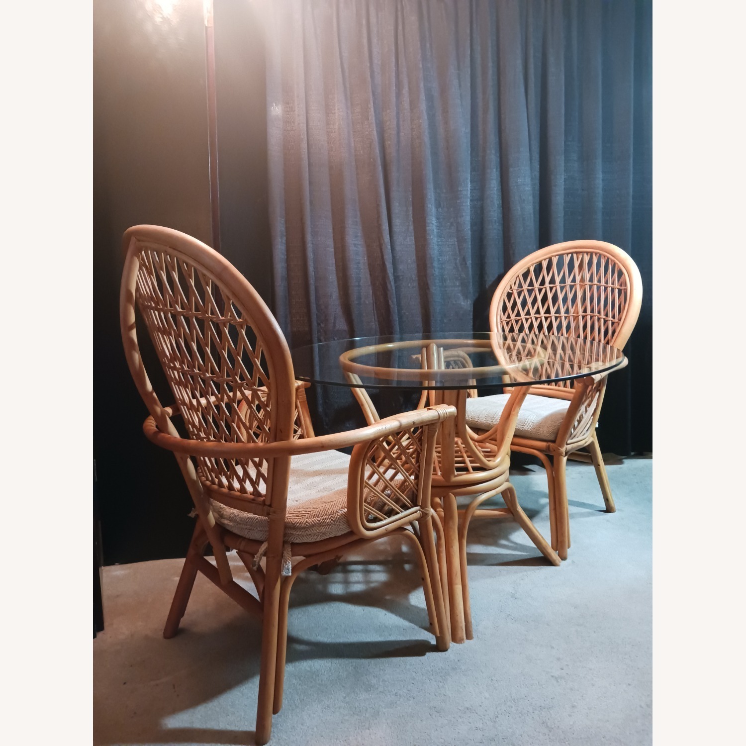 Mid Century Boho Chic Bamboo Dining & 2 Chairs - image-17