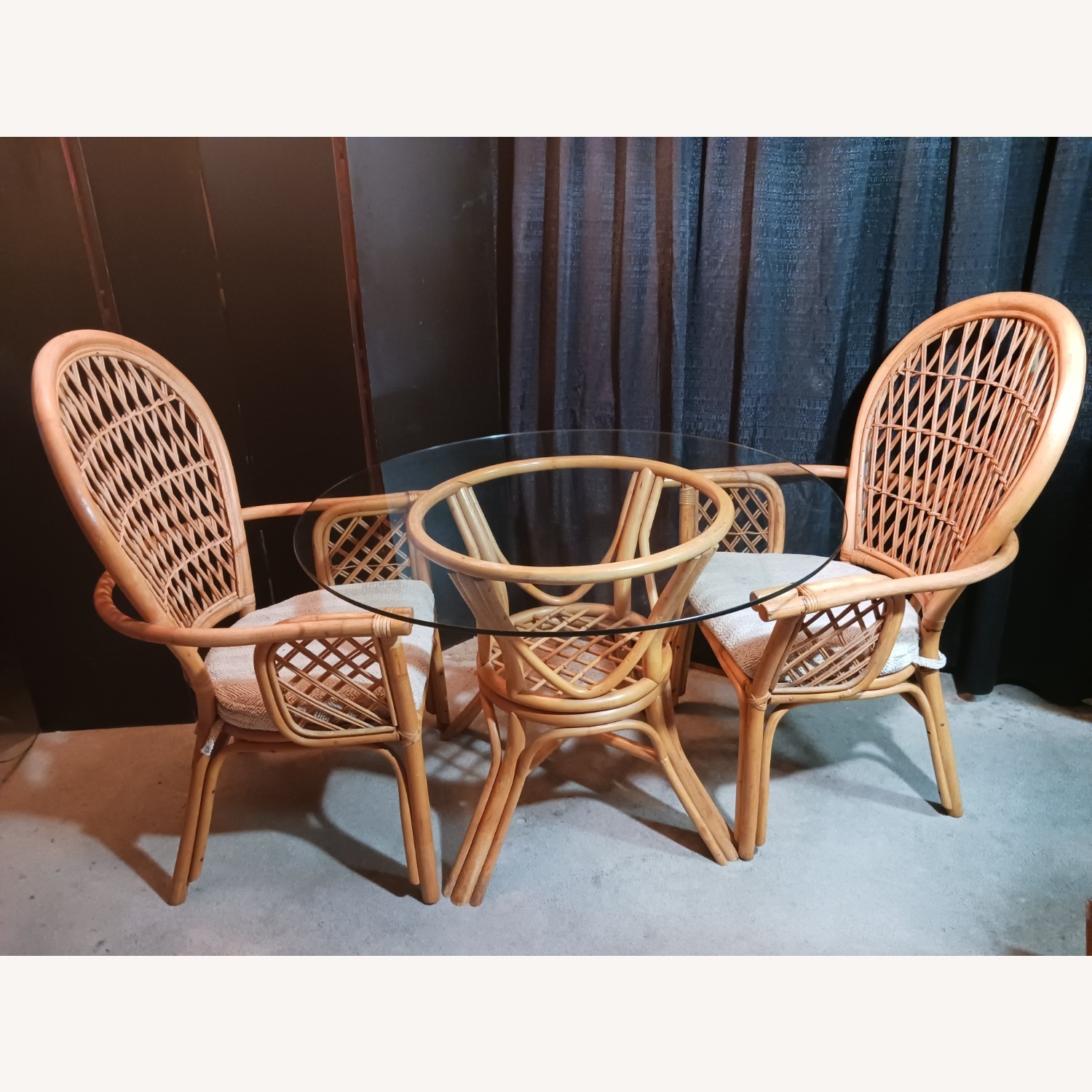 Mid Century Boho Chic Bamboo Dining & 2 Chairs - image-20