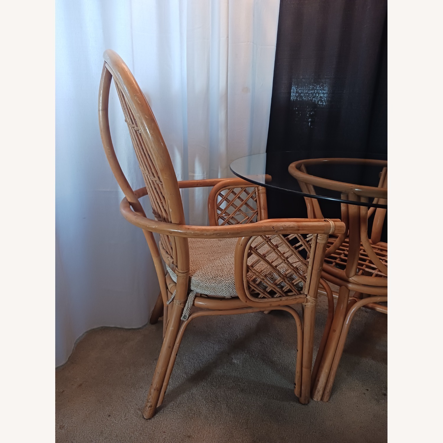 Mid Century Boho Chic Bamboo Dining & 2 Chairs - image-4