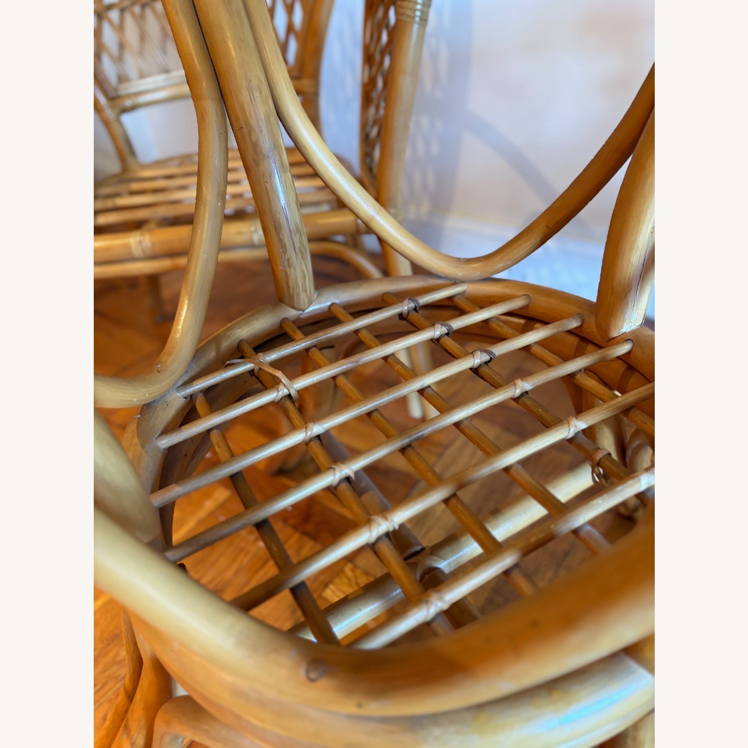 Mid Century Boho Chic Bamboo Dining & 2 Chairs - image-28