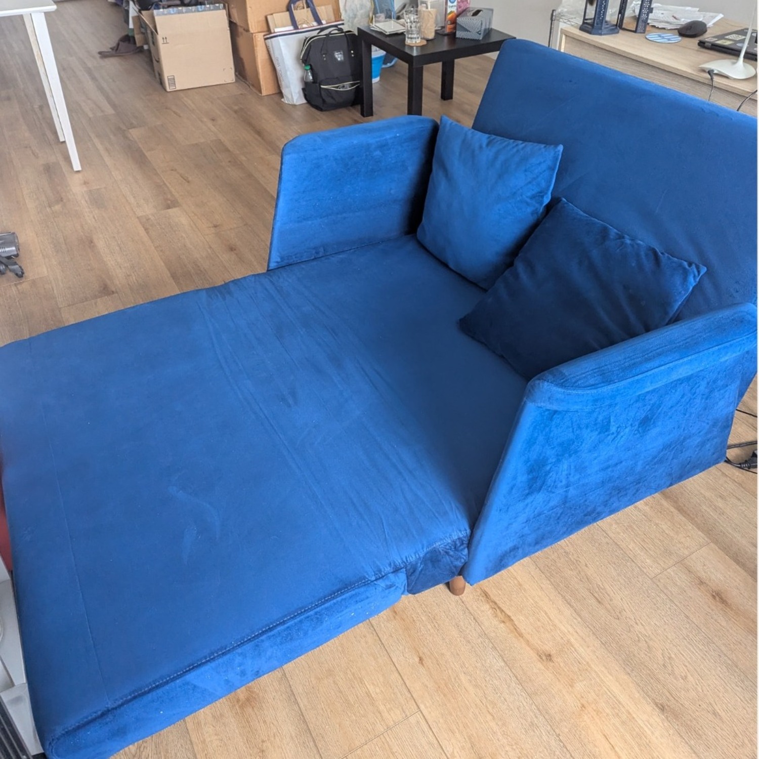 GIA Blue Velvet Sleeper Sofa - image-2