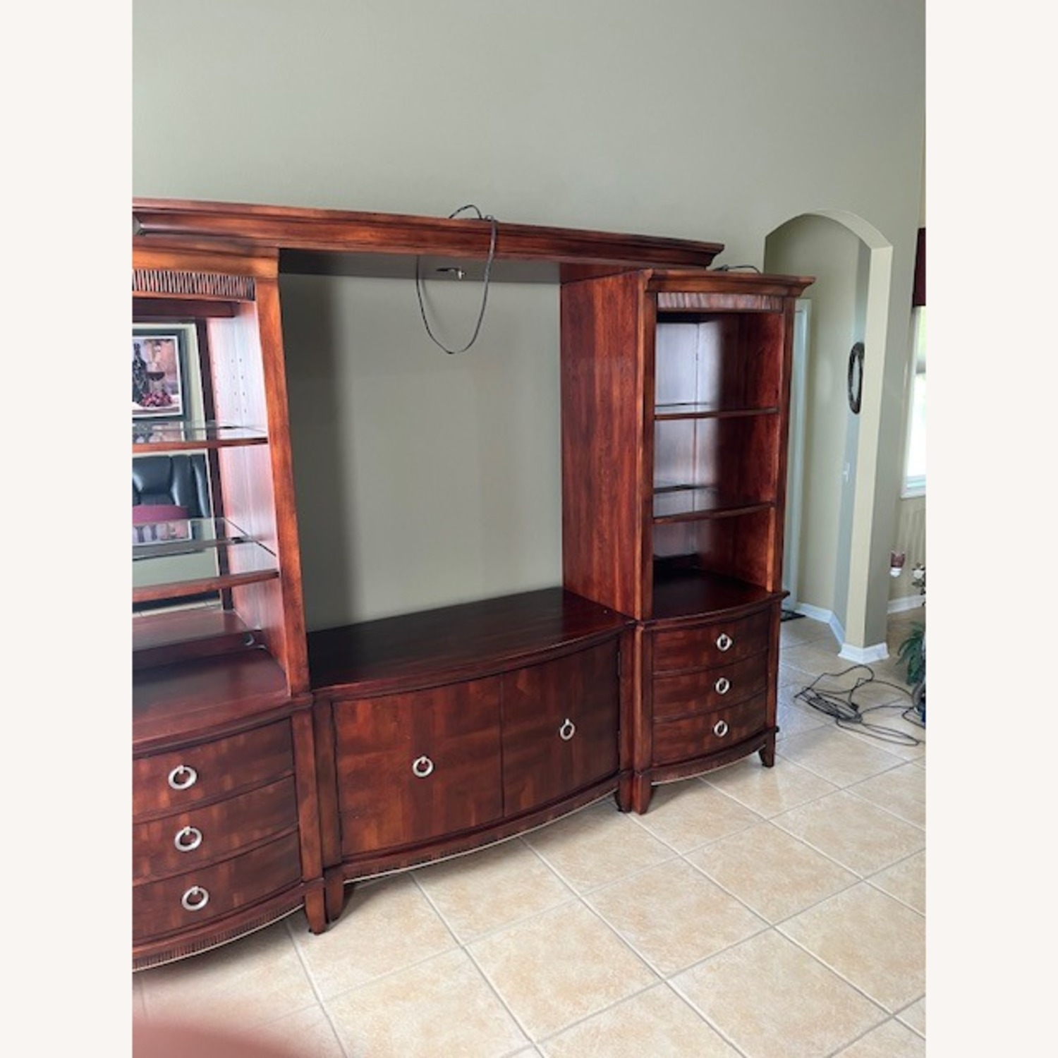 Vintage/Antique Dark Brown Wood Wall Unit - image-2