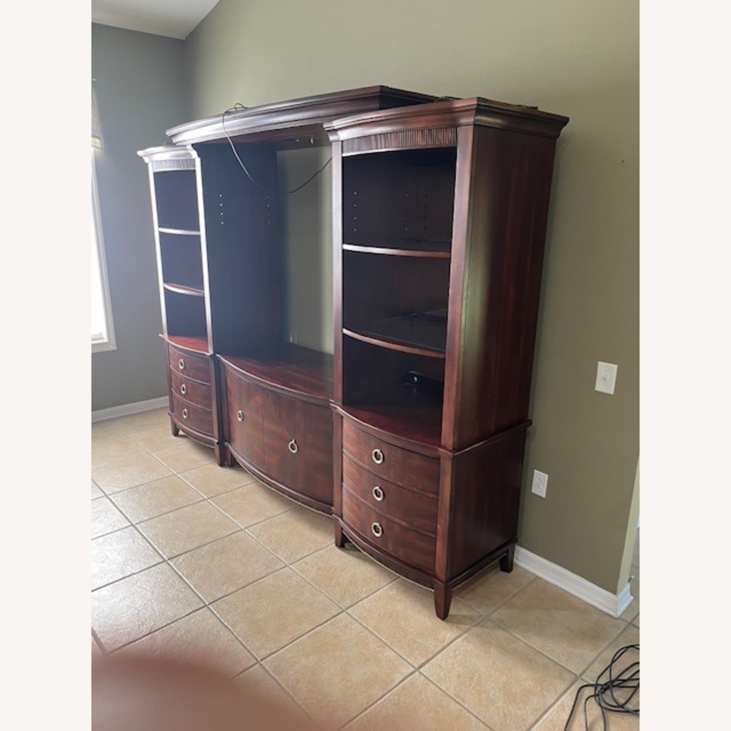 Vintage/Antique Dark Brown Wood Wall Unit - image-1