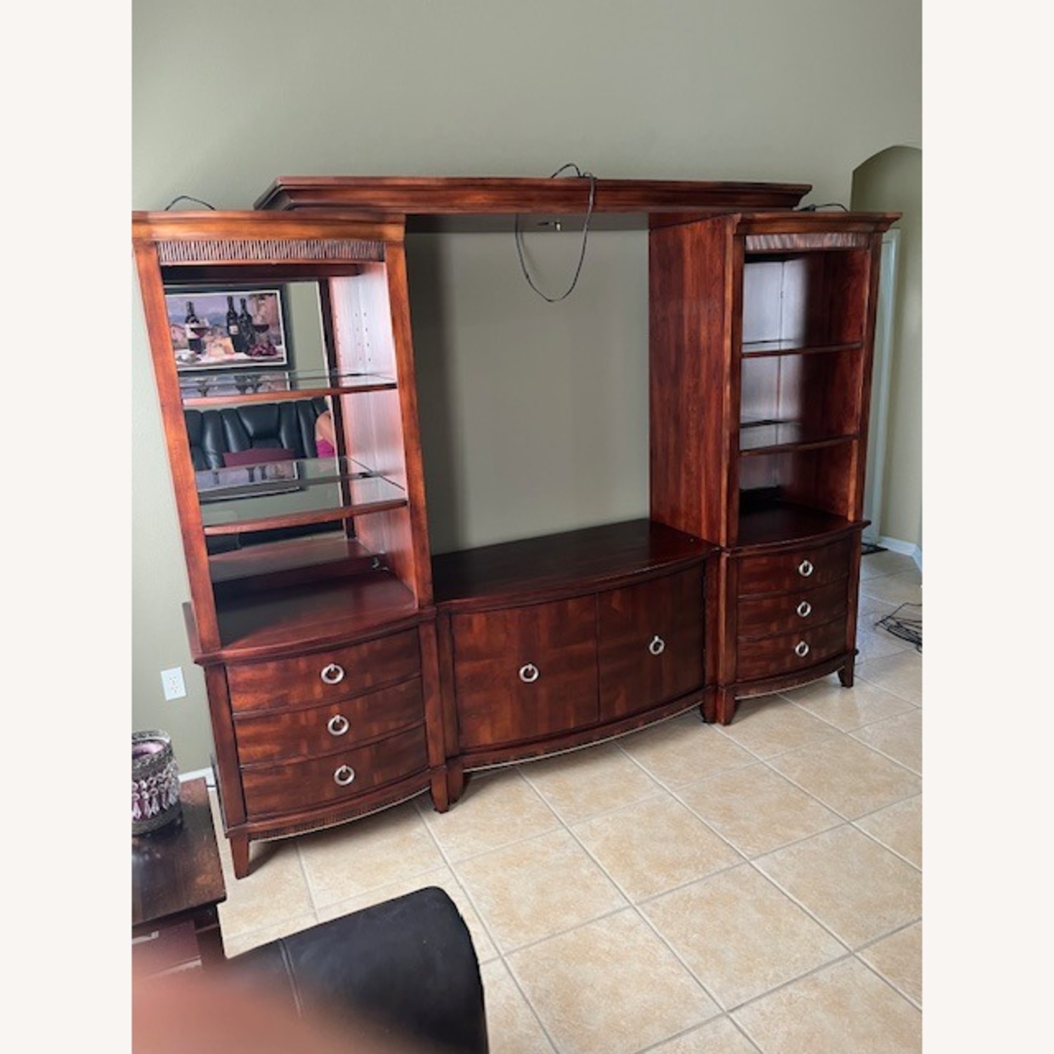Vintage/Antique Dark Brown Wood Wall Unit - image-0