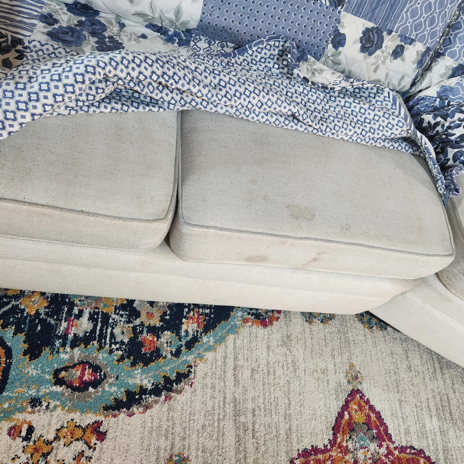 White Fabric 2 Piece Sectional - image-3