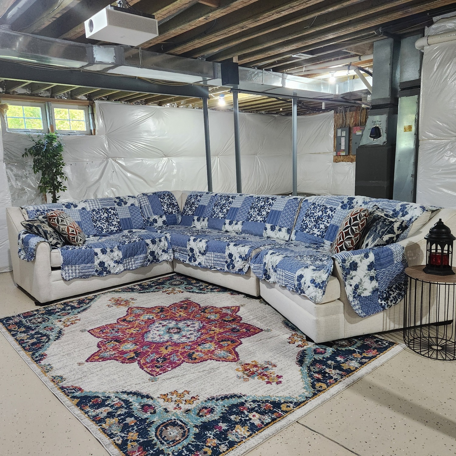 White Fabric 2 Piece Sectional - image-1