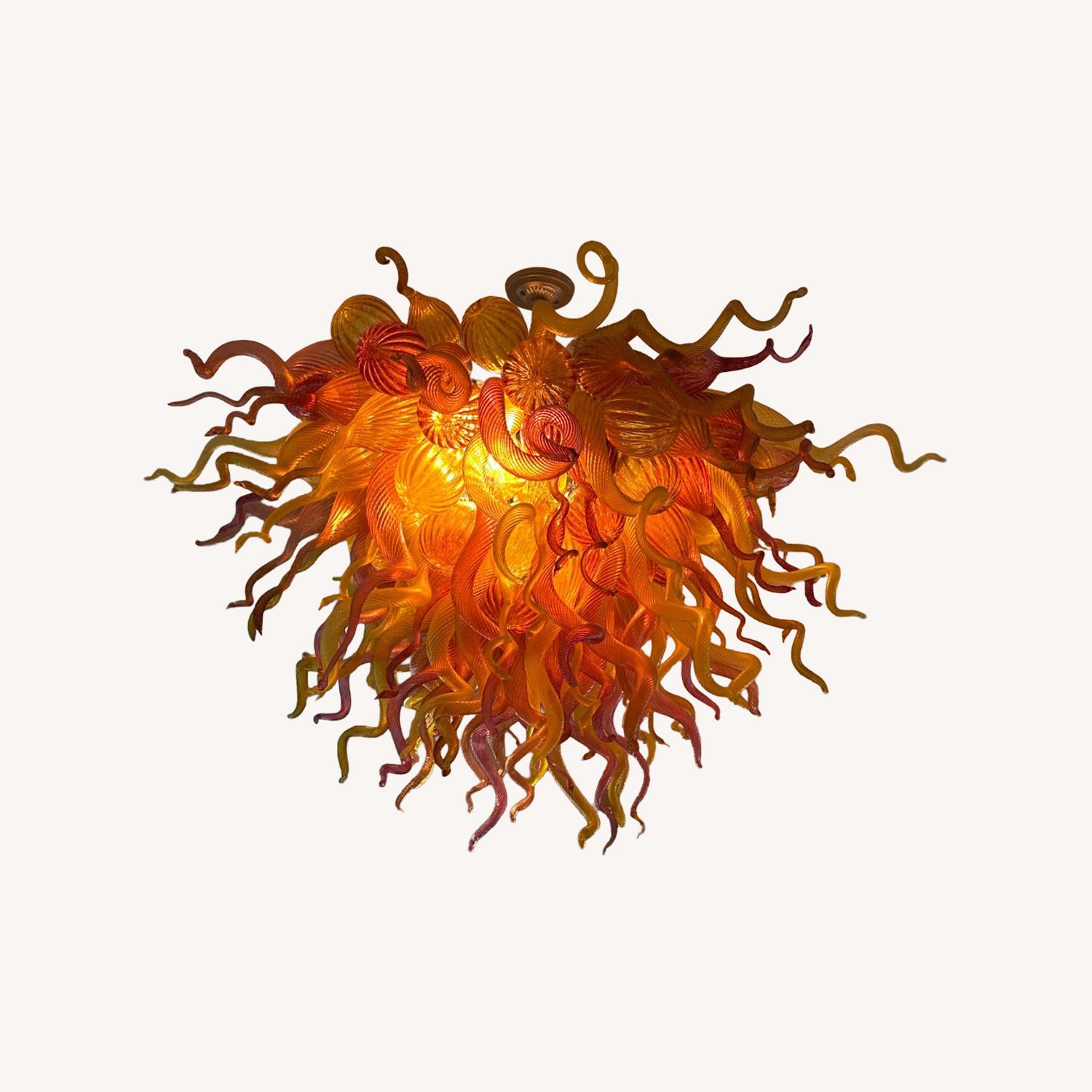 Chihuly Style Orange and Pink Chandelier - image-0