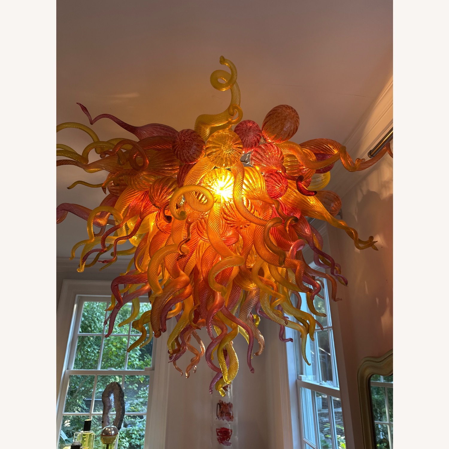 Chihuly Style Orange and Pink Chandelier - image-3