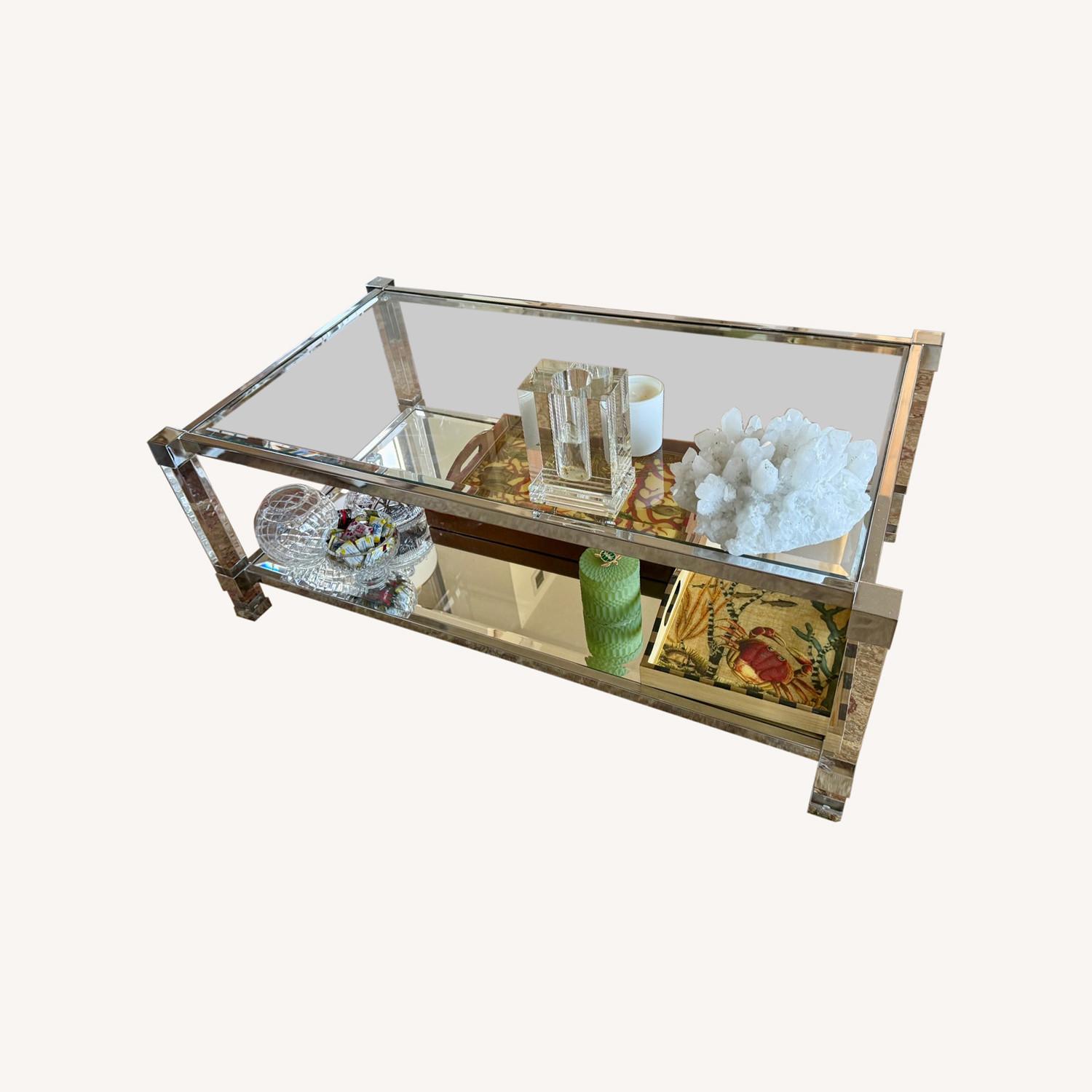 Two Tiered Glass and Lucite Coffee Table - image-0