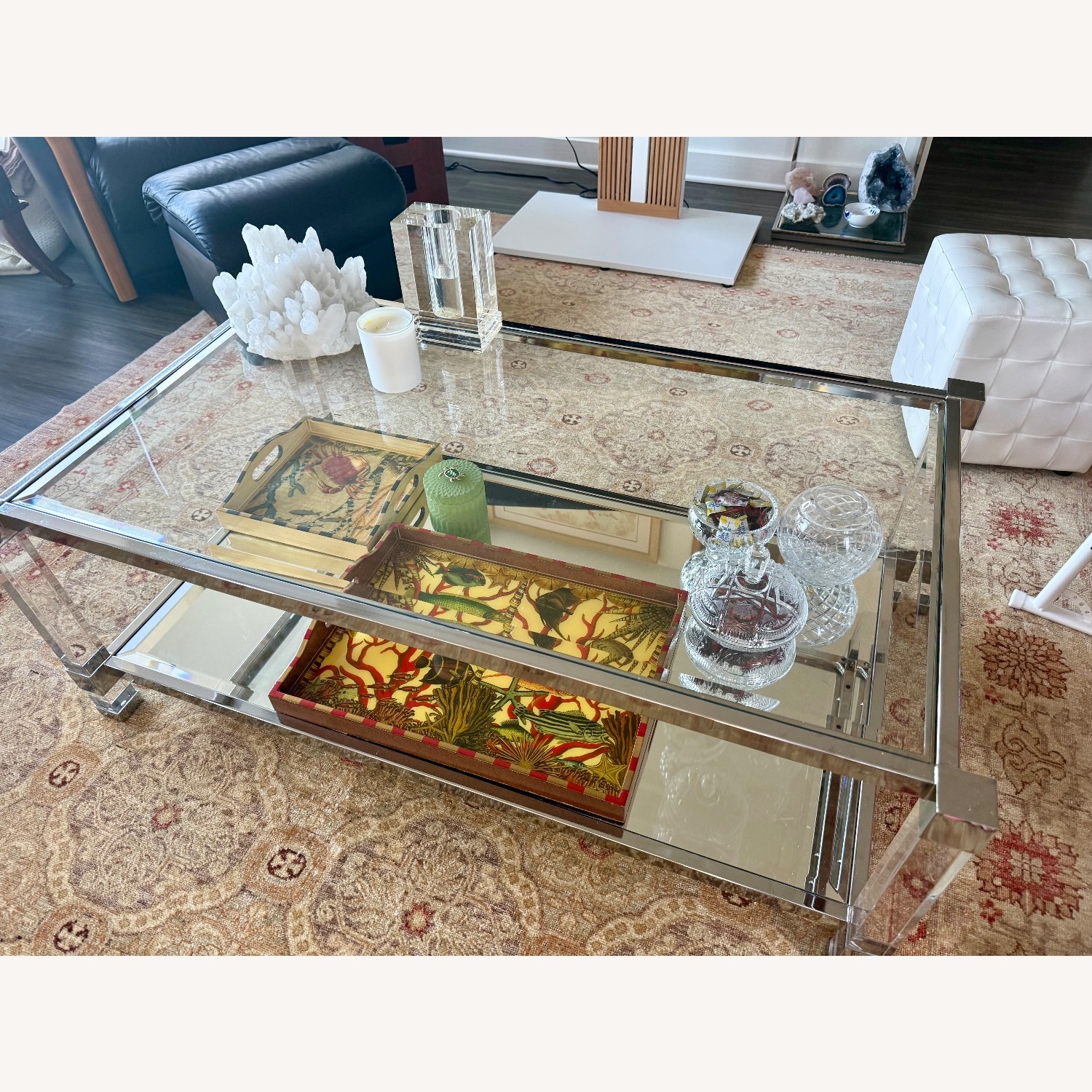Two Tiered Glass and Lucite Coffee Table - image-3