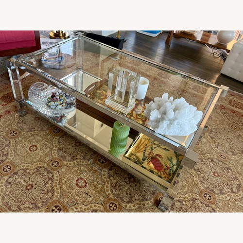 Used Two Tiered Glass and Lucite Coffee Table for sale on AptDeco