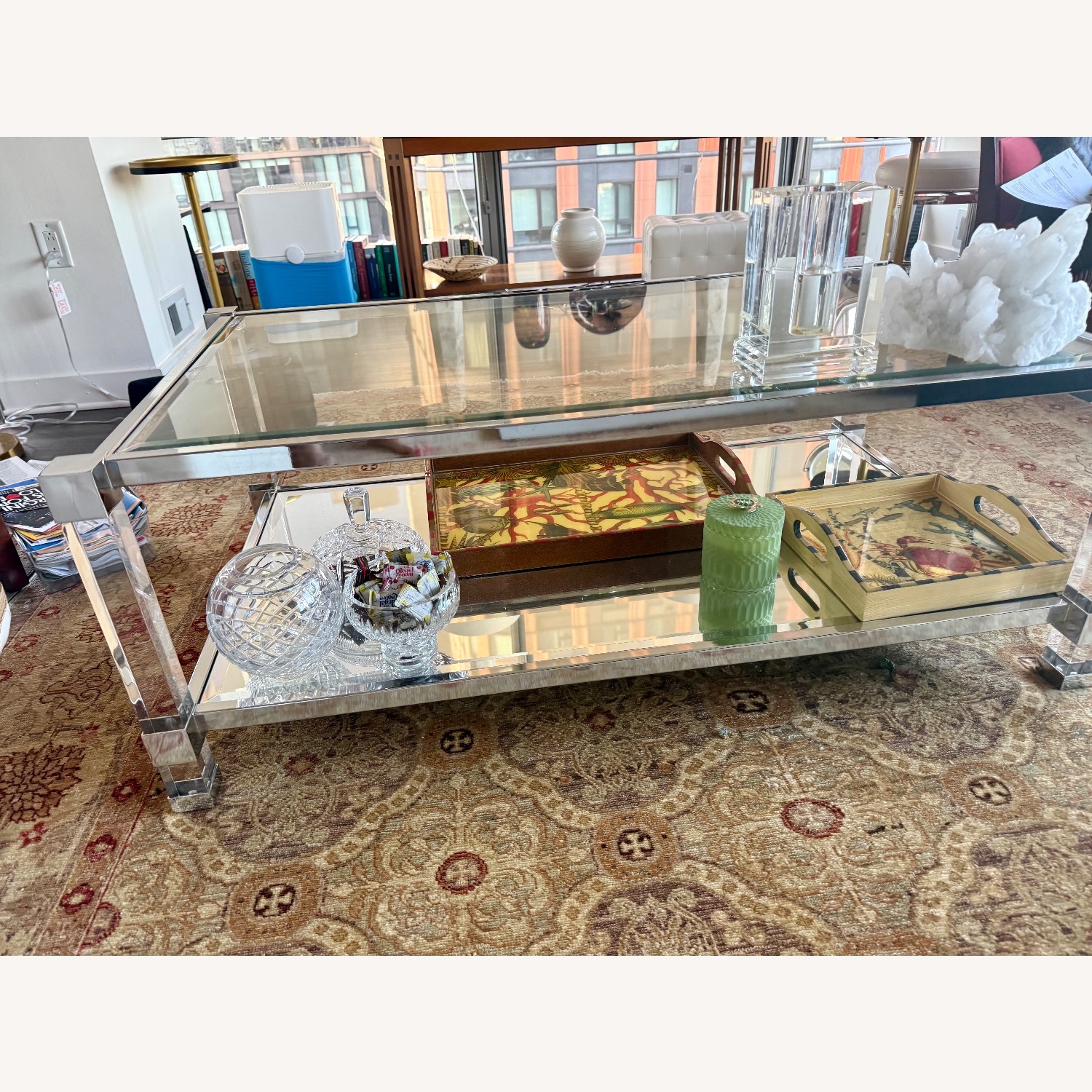 Two Tiered Glass and Lucite Coffee Table - image-2
