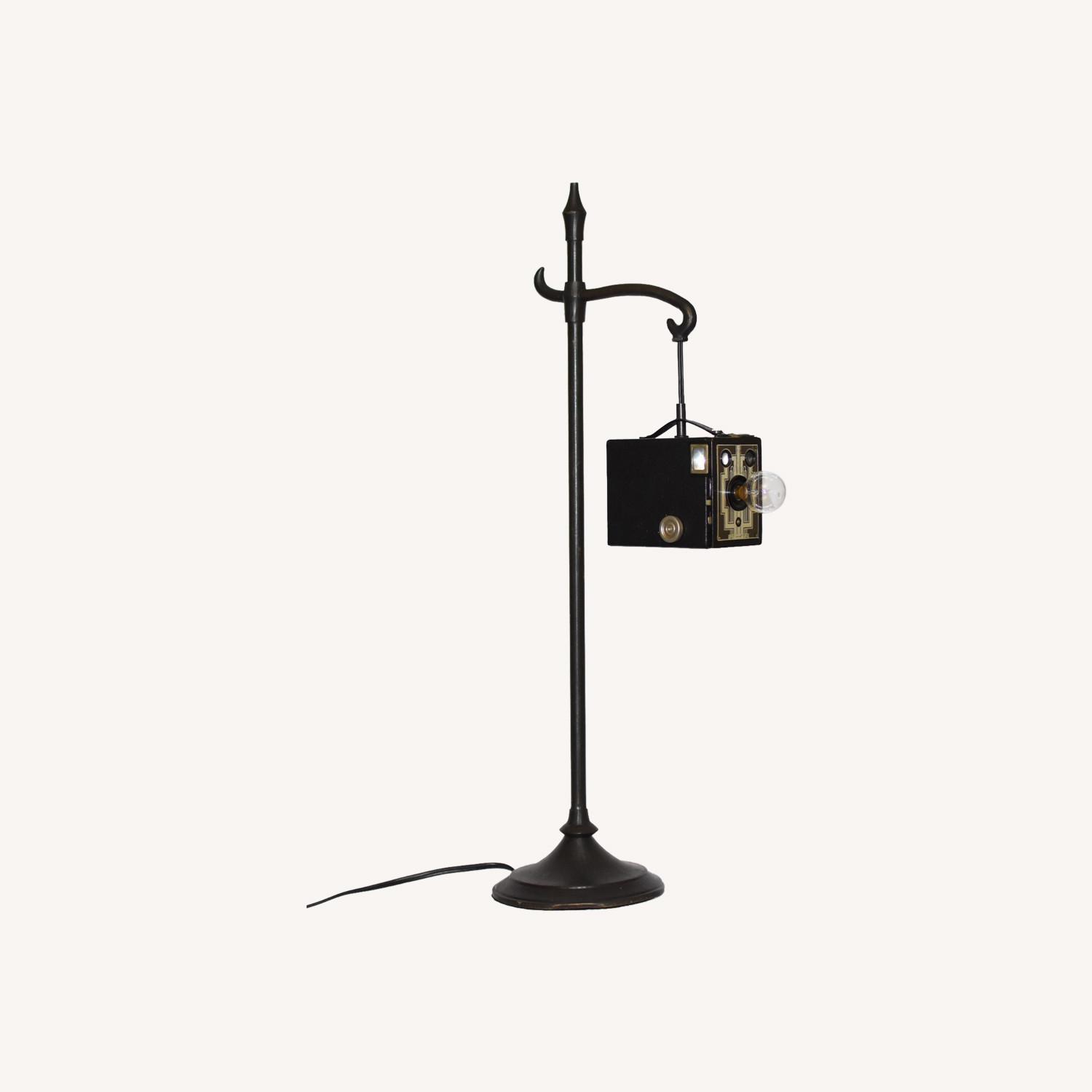 Vintage/Antique Black Metal Table Lamp - image-0