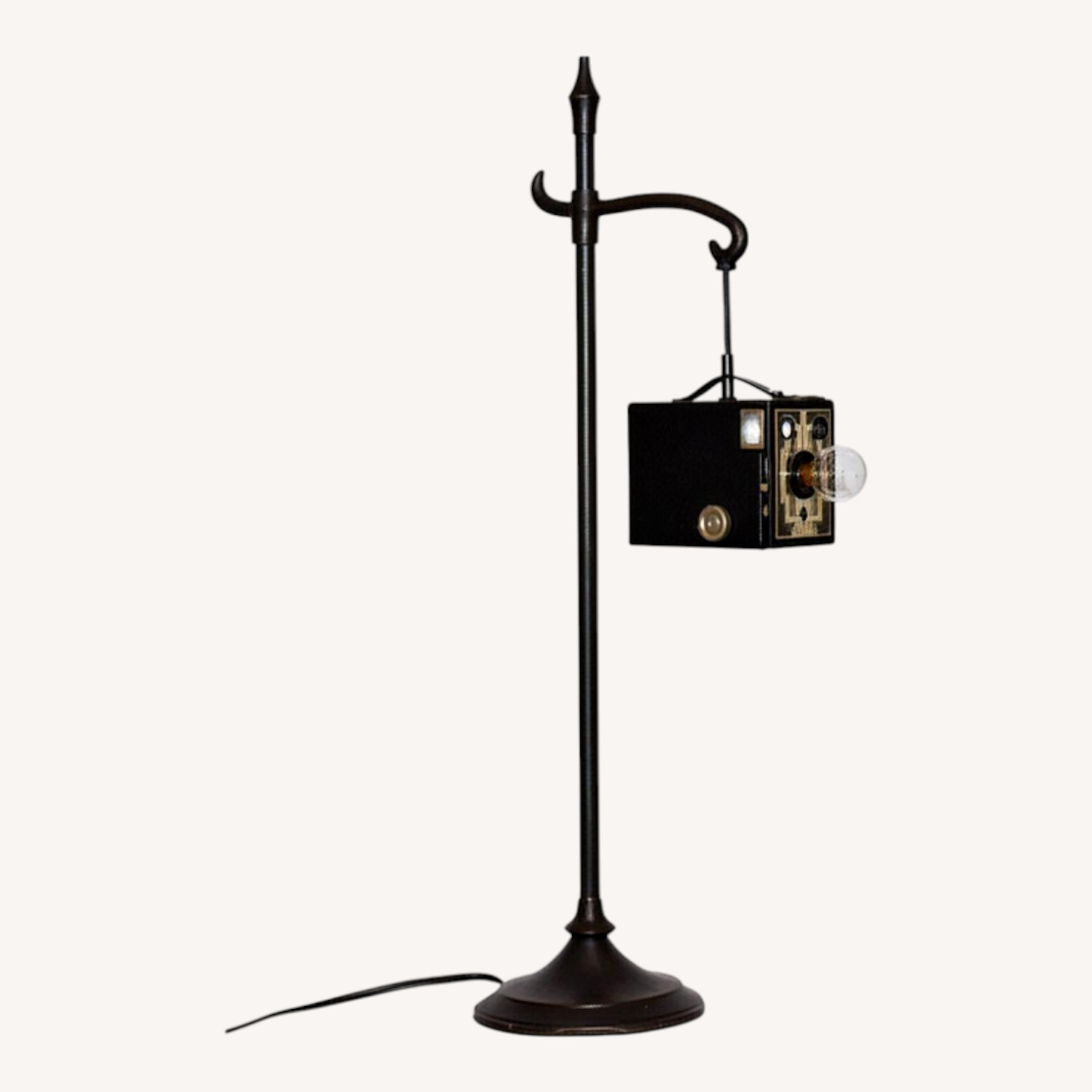 Vintage/Antique Black Metal Table Lamp - image-0