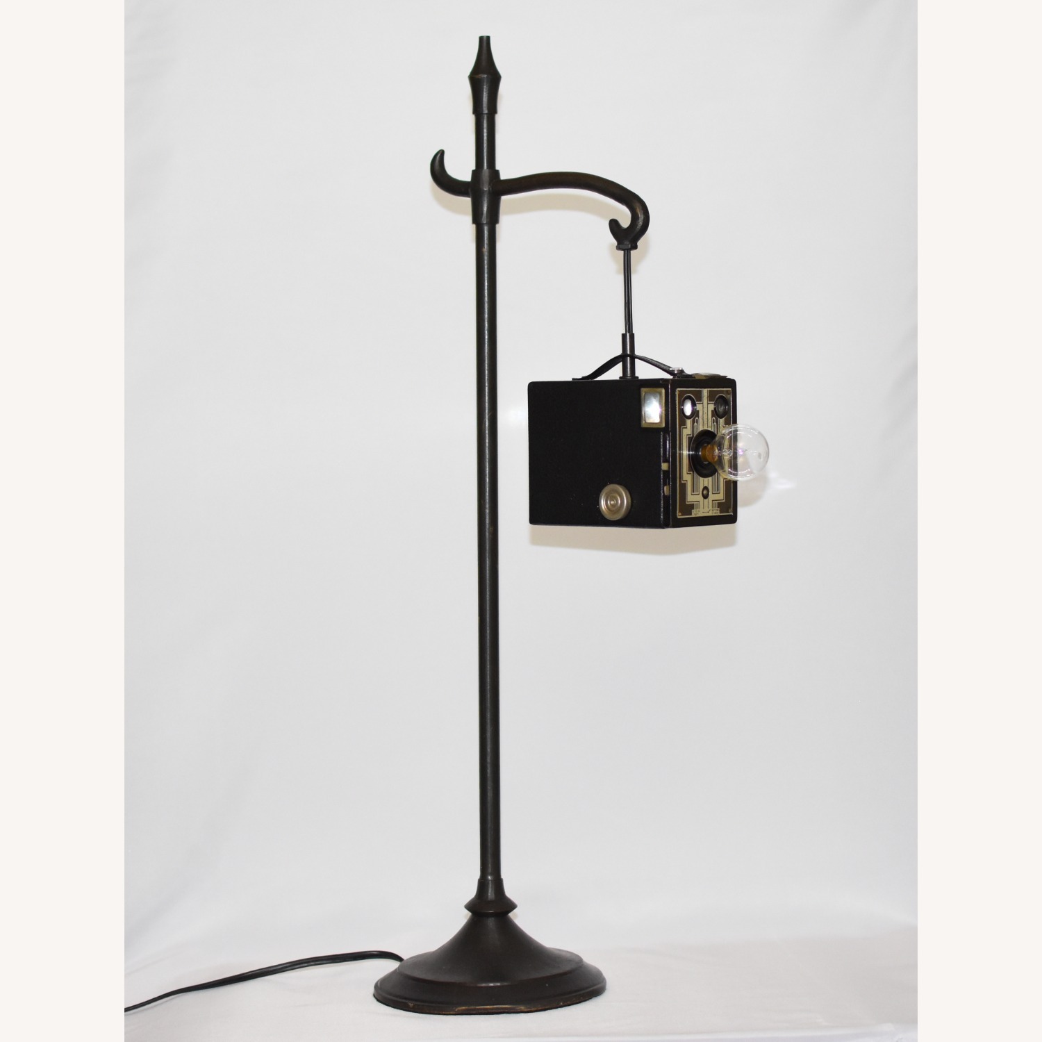 Vintage/Antique Black Metal Table Lamp - image-1