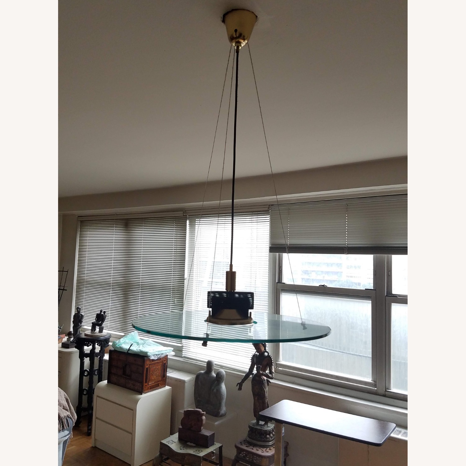 Glass Ceiling Lamp, Midcentury Modern Chandelier - image-2