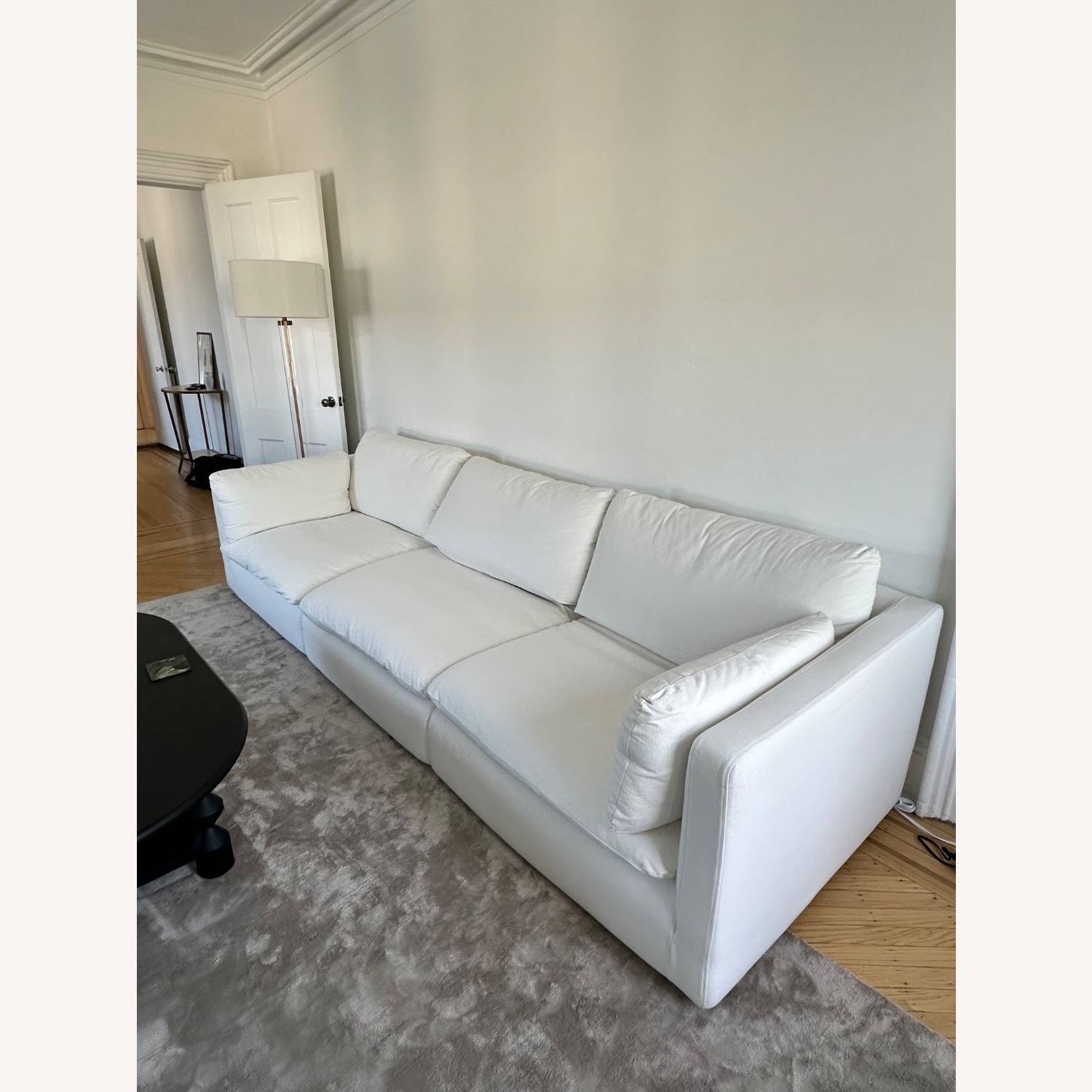West Elm Hampton White Linen 3+ Piece Sectional - image-4