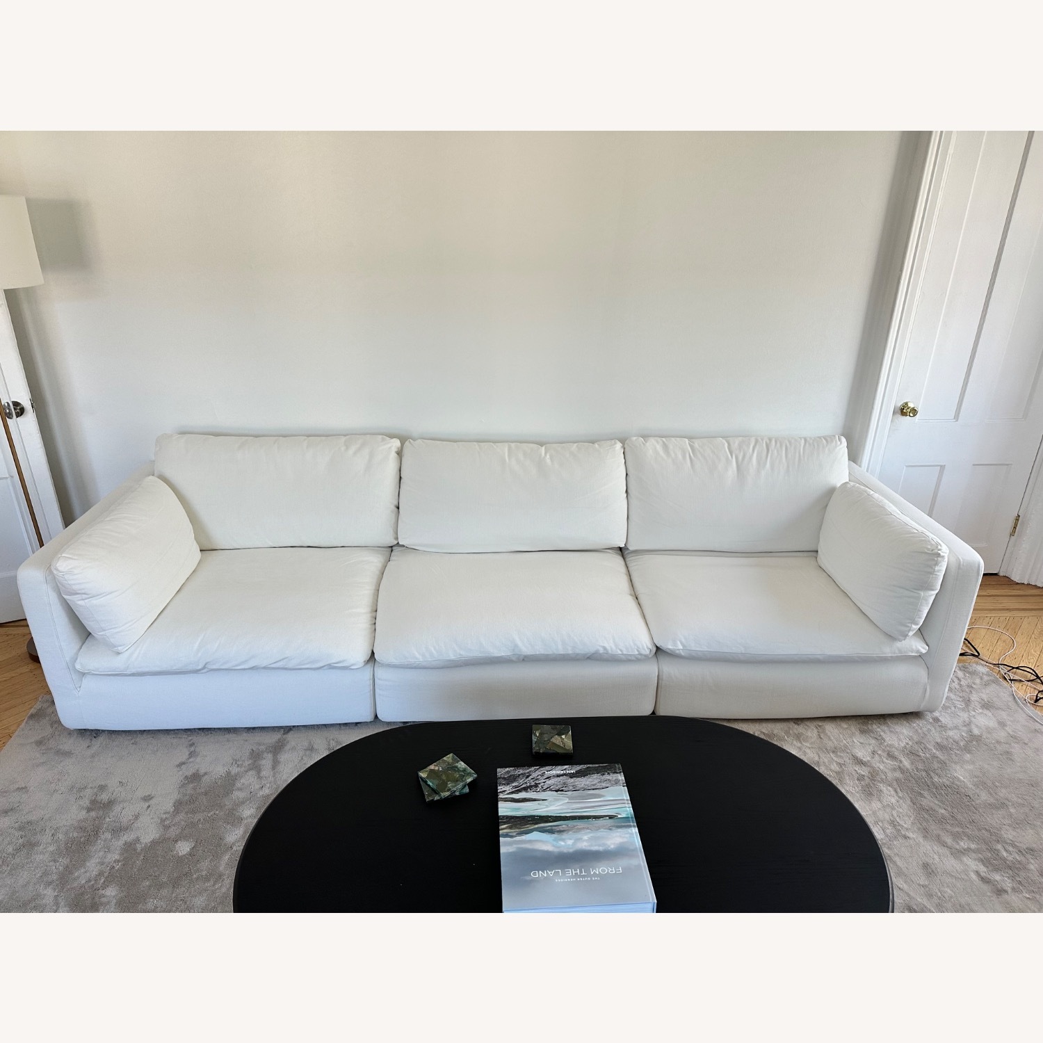 West Elm Hampton White Linen 3+ Piece Sectional - image-1