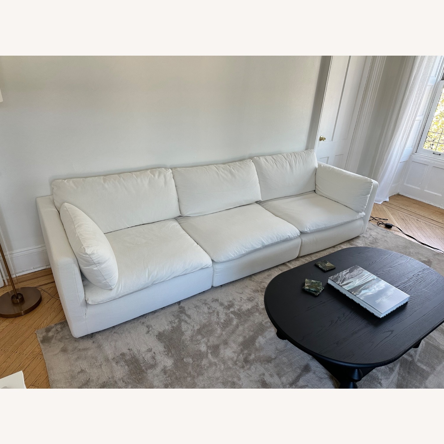 West Elm Hampton White Linen 3+ Piece Sectional - image-5