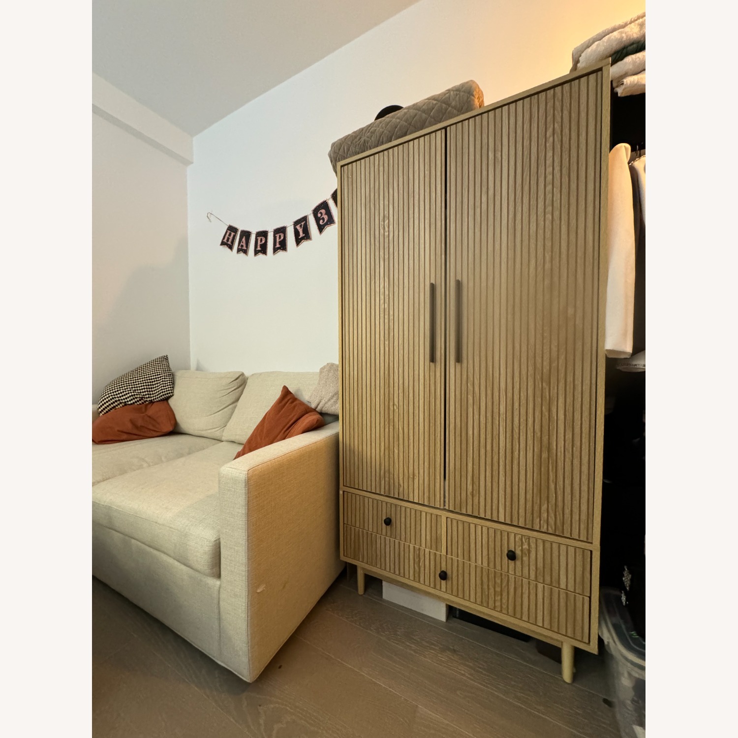 Armoire Wardrobe Closet (Natural) - image-6