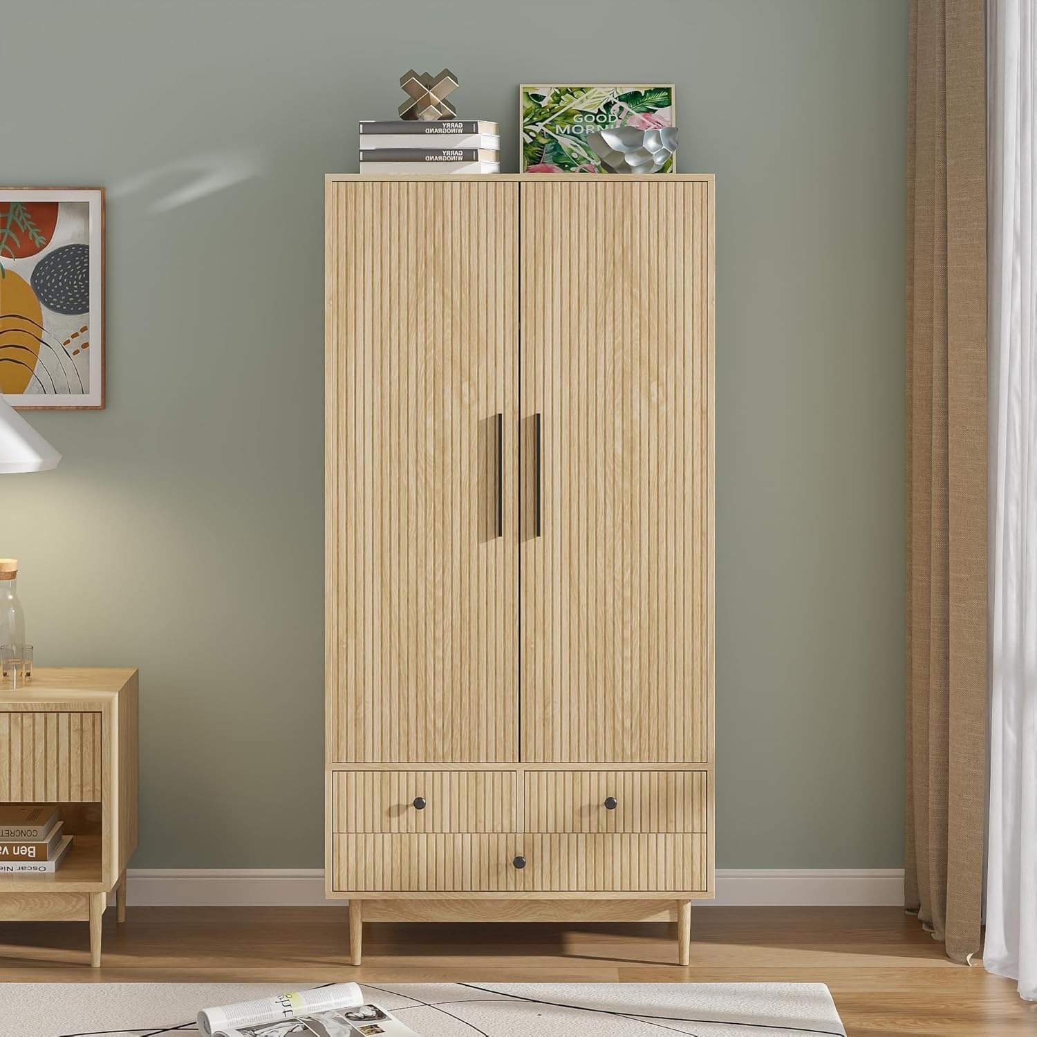 Armoire Wardrobe Closet (Natural) - image-3