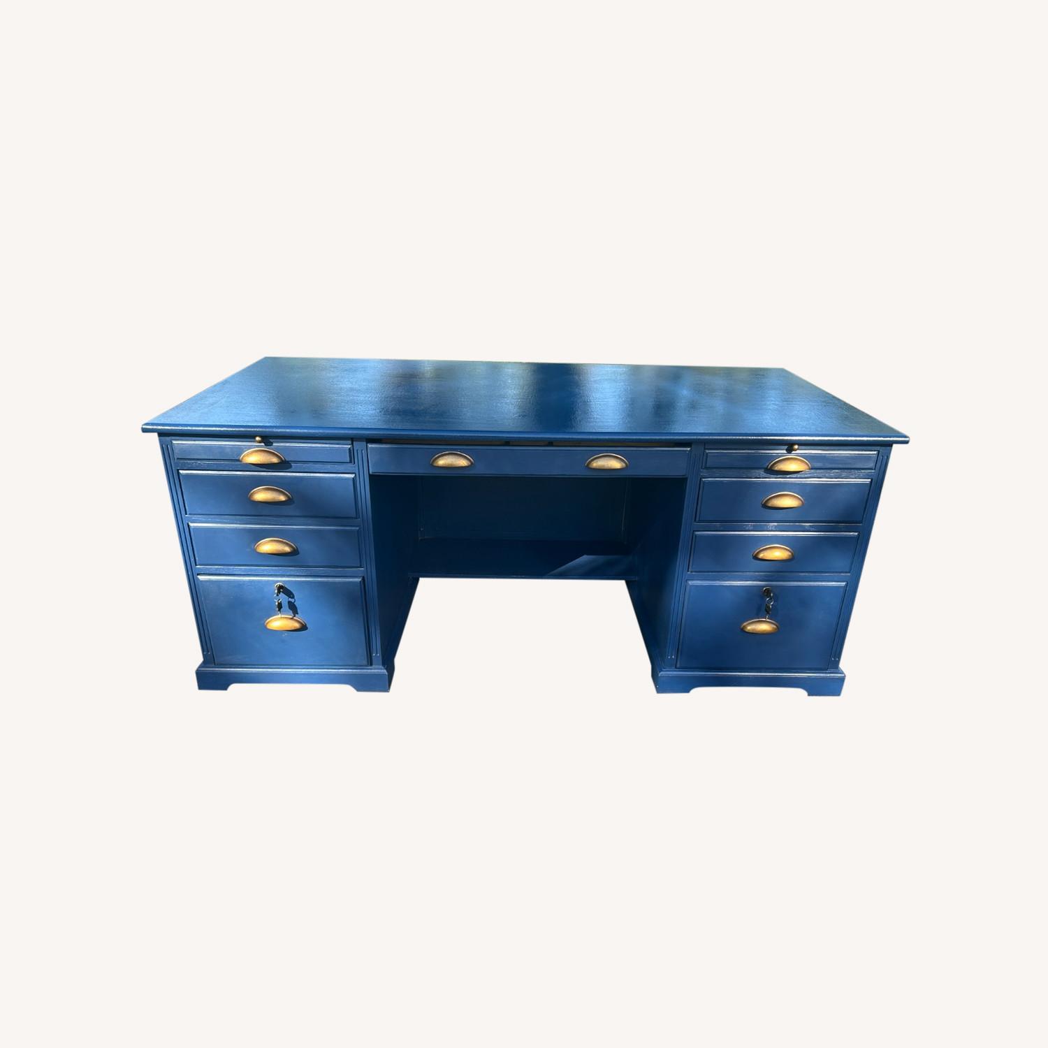 Blue Wood Desk - image-0