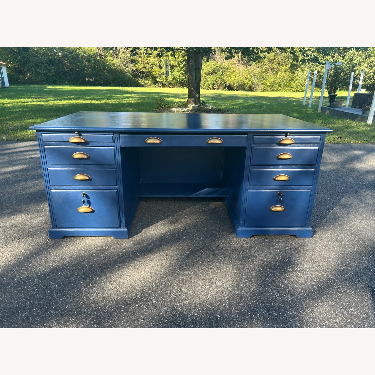 Blue Wood Desk - image-2
