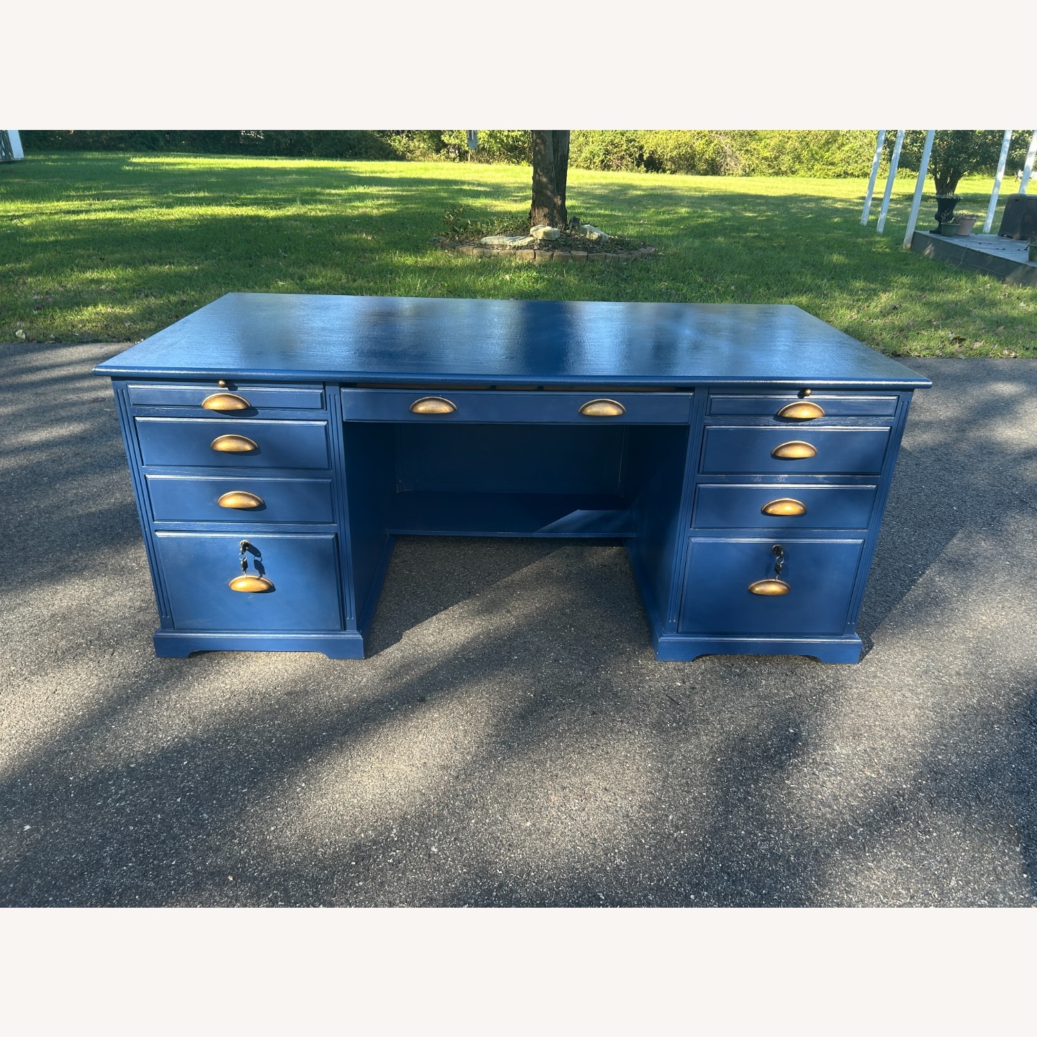 Blue Wood Desk - image-3