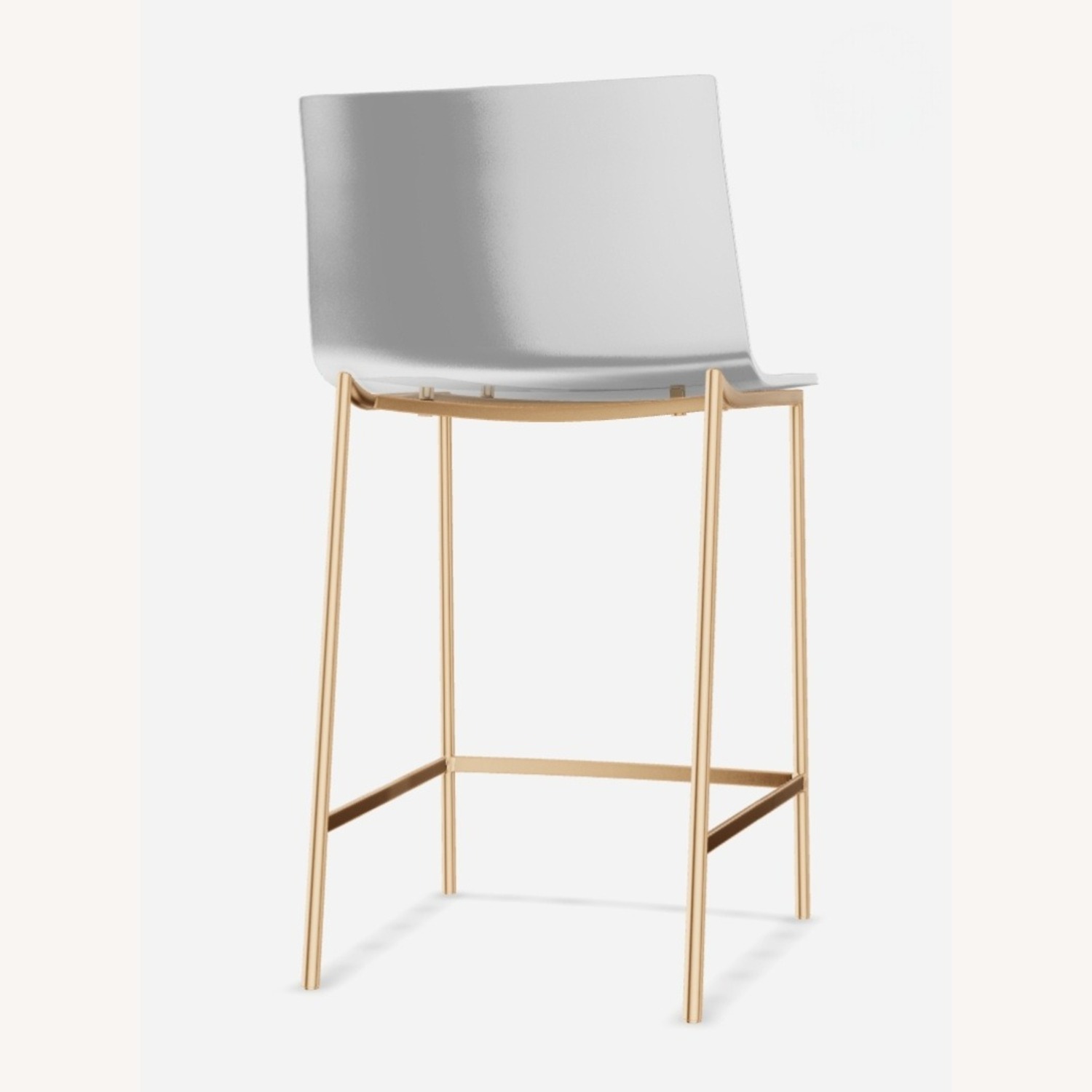 2 CB2 Chiaro Clear Acrylic Stools with Gold Legs - image-8
