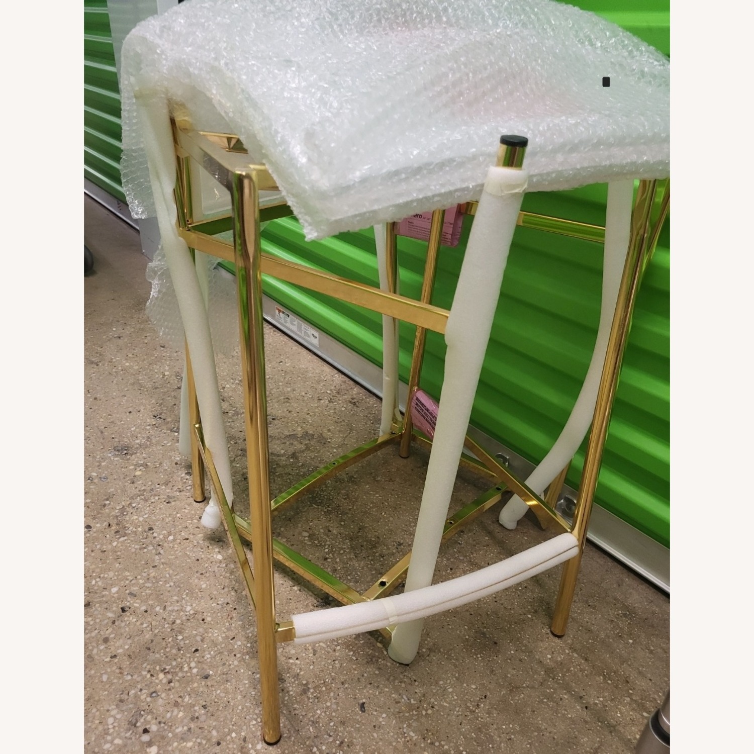 2 CB2 Chiaro Clear Acrylic Stools with Gold Legs - image-13